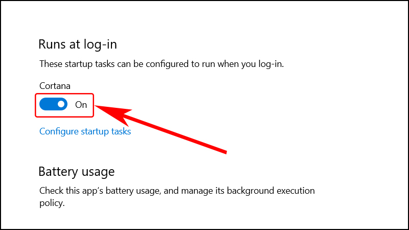 Tại mục Runs at log-in, bạn hãy nhấn On